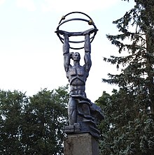 Soviet atomic statue (1987) in Sillamäe, Estonia.