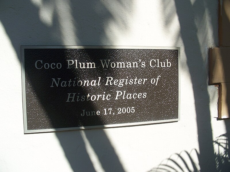 File:South Miami FL Coco Plum Woman's Club NRHP plaque01.jpg