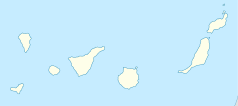 Mapa konturowa Wysp Kanaryjskich, blisko centrum na lewo znajduje się punkt z opisem „Los Silos”