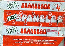 Fizzy Orangeade Spangles wrapper from 1974, price 2 1/2 pence Spangles wrapper.jpg