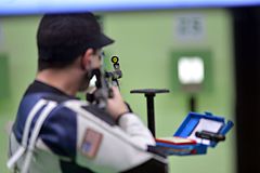Globe sight used during the 2016 Summer Olympics air rifle competition.