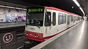 Twee gekoppelde trams in het Hauptbahnhof