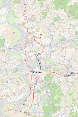 Plán tratí městské dráhy a tramvají v Duisburgu