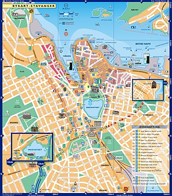 A street map of the city of Stavanger.