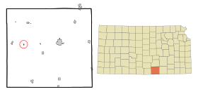 Sumner County Kansas Incorporated and Unincorporated areas Milan Highlighted.svg