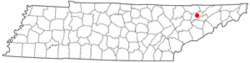 Location of Rutledge, Tennessee
