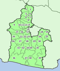 Peta penyebaran kecamatan di Kabupaten Tasikmalaya