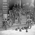 Image 29British soldiers remove their shoes at the entrance of Shwedagon Pagoda. To the left, a sign reads "Foot wearing is strictly prohibited" in Burmese, English, Tamil, and Urdu. (from Culture of Myanmar)