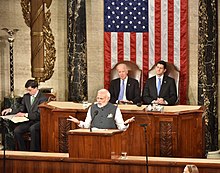 Biden and Speaker of the House Paul Ryan look on as Indian Prime Minister Narendra Modi addresses a joint meeting of Congress on June 8, 2016. The Prime Minister, Shri Narendra Modi addressing the Joint Session of U.S. Congress, in Washington DC, USA on June 08, 2016 (19).jpg