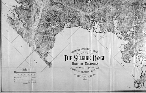 Topographical Map of part of The Selkirk Range British Columbia