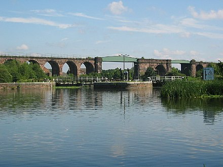 Hunt's locks, with Northwich railway viaduct in the background