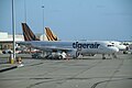 sebuah Pesawat Syarikat Penerbangan Tigerair Australia dengan siri Airbus A320 di Lapangan Terbang Antarabangsa Melbourne.