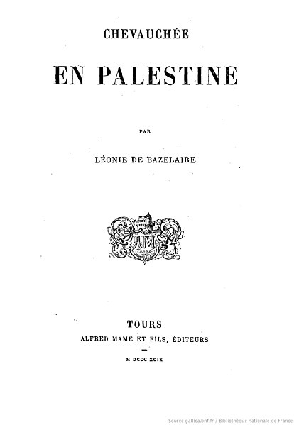 File:Title page for Chevauchée en Palestine by Léonie de Bazelaire.jpg