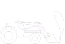 CAD model tracing of a tractor mounted loader mechanism Tractor Loader anim.gif
