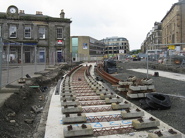 Construction works outside Haymarket railway station in August 2012