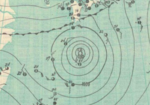 Mapa počasí tropické bouře Freda 13. července 1952.png