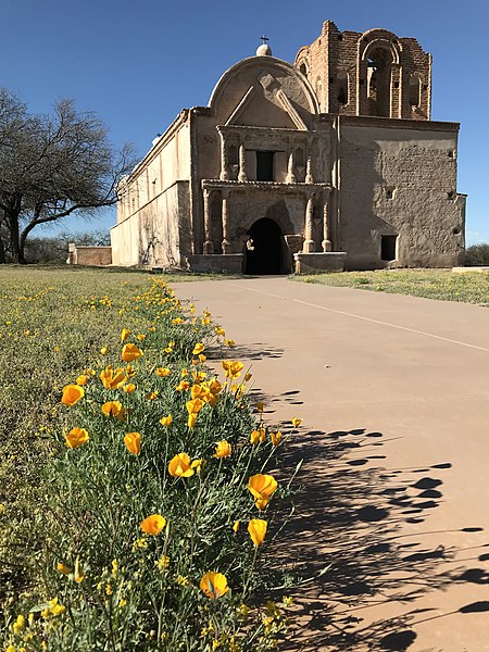 File:Tumacacori mission church with poppies (32d88b6c-a10e-40c9-9d9b-0f1b8371ef0d).JPG