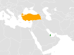 Map indicating locations of Qatar and Turkey