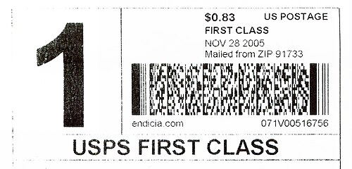 US 2007 Endicia.com 41c Personal Computer Postage, Used F-VF, Peter Viscusi  | United States, Back of Book (Other) - Computer Vended Stamp