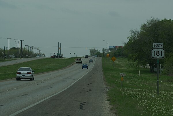 US 181 near its northern terminus southeast of San Antonio, Texas.