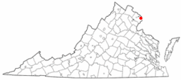 Alexandrias läge på en karta över Virginia