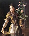 Chica con rosas.  1850