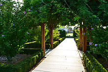Part of the path in the Rose Garden portion of the Demonstration Garden in October 2013 View of Path in the Rose Garden, Highlands Grange Park, Kennewick WA.jpg