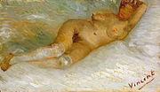 Female nude lying down (1887), by Vincent van Gogh, Collection S. Van Deventer, De Steeg.