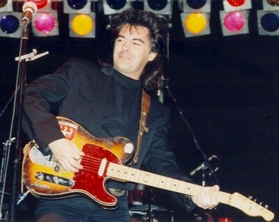 Marty Stuart, January 1993, with Clarence White's B-Bender guitar