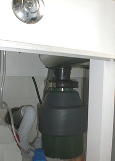 Garbage disposal unit Device that shreds garbage for disposal via plumbing