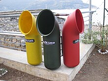 Characteristic containers for recycling in Portovenere, Italy Waste sorting in Porto Venere.jpg