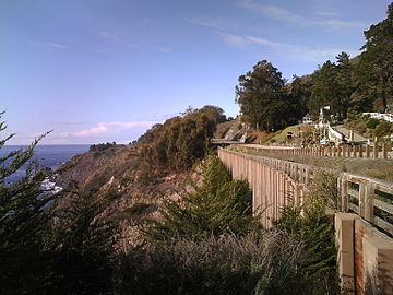 In some areas, as seen here in Gorda, SR 1 was built on high cliffs overlooking the ocean