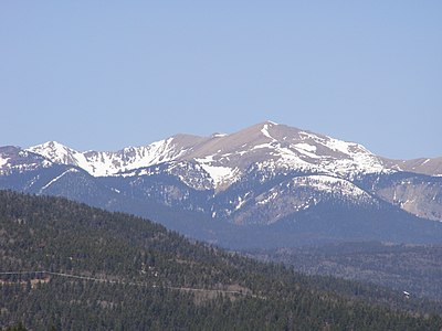 58. Wheeler Peak in the Sangre de Cristo Mountains is the highest point of the U.S. State of New Mexico.