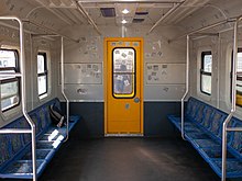 Interior of a Metro Plus (1st class) car Wikimania 2018, Cape Town (P1050522).jpg