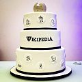 Wikipedia 15 cake from Wikimedia Foundation event 02.jpg