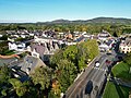 Thumbnail for File:Y Gadeirlan Llanelwy (cefndir morfa Rhuddlan - Bryniau Clwyd) - St Asaph with Bryniau Clwyd AONB in the background 07.jpg