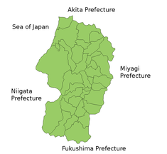 Карта прэфектуры Ямагата