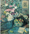 "Florero con plátanos, limones y libros", Juan Echevarría.PNG