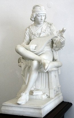 'Bernardim Ribeiro', marble sculpture by António Alberto Nunes, 1891, Museu de Évora, Portugal.JPG
