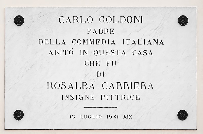 File:(Chioggia) - Palazzo Poli - Goldoni - Rosalba Carriera - Plaque.jpg