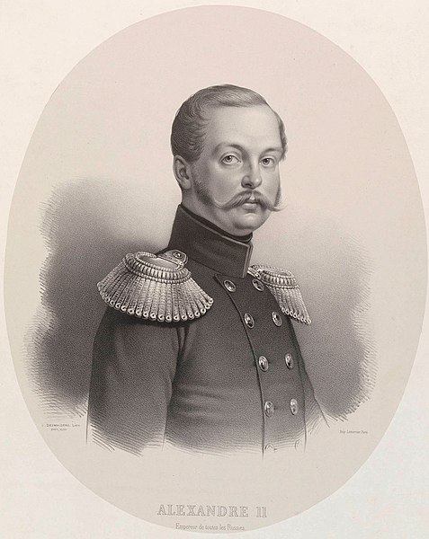 File:Александр II (император России) грав.1855г литDesmaisons,изд.Дациаро X e1.jpg