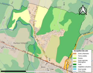 Barevná mapa znázorňující využití půdy.