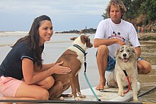 Giaan Rooney and Chris de Aboitiz are pictured at the 2012 Surfing Dog Spectacular, sponsored by VetShopAustralia 2012 Surfing Dog Championships - photo 37.jpg