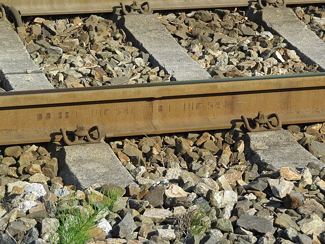 Section of rail in Austria showing roll marks