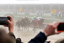 Justify narrowly wins in a blanket finish at the 2018 Preakness 2018PreaknessFinish.jpg