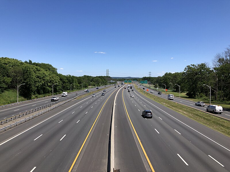 File:2021-06-16 14 16 34 View east along Interstate 80 from the overpass for Morris County Route 637 (South Beverwyck Road) in Parsippany-Troy Hills Township, Morris County, New Jersey.jpg