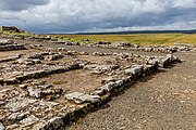 A view of Housesteads Roman Fort along Hadrian's Wall in the United Kingdom.