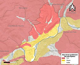 Carte des zones d'aléa retrait-gonflement des sols argileux d'Annesse-et-Beaulieu.