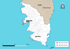 Mapa de municipios con emplazamientos Seveso