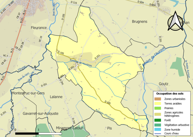 Carte en couleurs présentant l'occupation des sols.